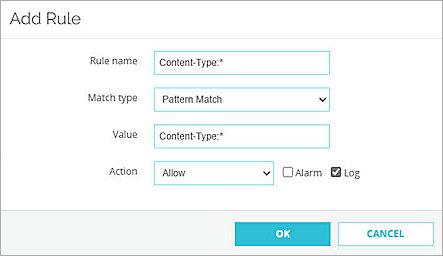 Screenshot of Firebox, add Header Fields rule